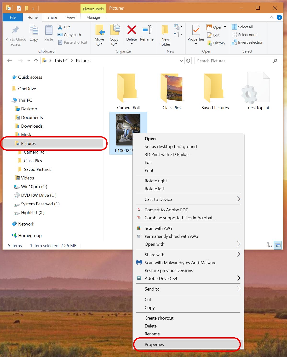 File Explorer Properties